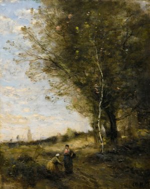 The Wood Collectors by Jean-Baptiste-Camille Corot Oil Painting