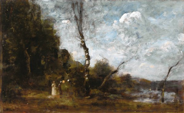 Three Peasant Women By A Wood by Jean-Baptiste-Camille Corot - Hand-Painted Oil Painting Reproduction