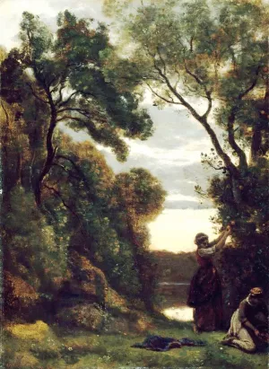 Twilight Oil painting by Jean-Baptiste-Camille Corot