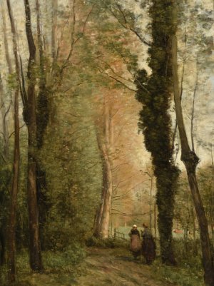 Un chemin sous les arbres au printemps by Jean-Baptiste-Camille Corot Oil Painting