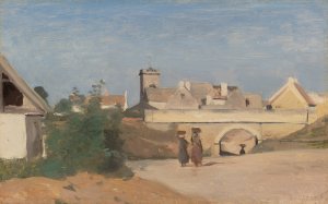 Un Faubourg De Ville by Jean-Baptiste-Camille Corot Oil Painting