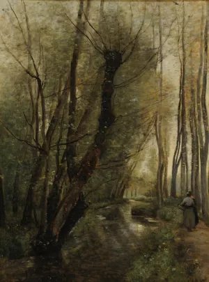 Un ruisseau; environs de Beauvais by Jean-Baptiste-Camille Corot Oil Painting