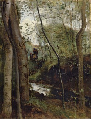 Un Ruisseau Sous Bois by Jean-Baptiste-Camille Corot Oil Painting