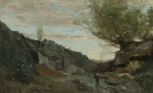 Un Torrent Des Abruzzes by Jean-Baptiste-Camille Corot Oil Painting