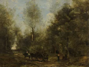 Une allee dans les bois de Wagnonville by Jean-Baptiste-Camille Corot Oil Painting