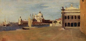 Venice, the Grand Canal, View from the Esclavons Quay by Jean-Baptiste-Camille Corot Oil Painting