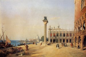 Venice - View of the Esclavons Quay by Jean-Baptiste-Camille Corot Oil Painting