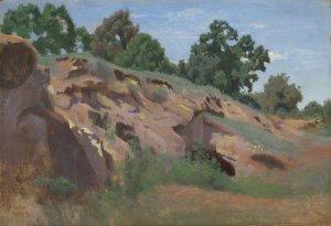 Versant rocheux by Jean-Baptiste-Camille Corot Oil Painting