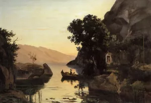 View at Riva, Italian Tyrol by Jean-Baptiste-Camille Corot - Oil Painting Reproduction