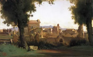 View in the Farnese Gardens by Jean-Baptiste-Camille Corot Oil Painting