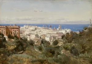 View of Genoa by Jean-Baptiste-Camille Corot Oil Painting