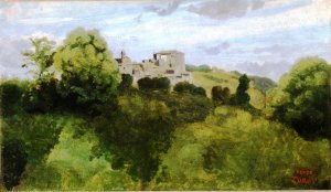 View of Genzano by Jean-Baptiste-Camille Corot Oil Painting