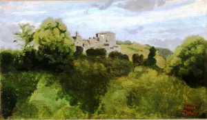 View of Genzano by Jean-Baptiste-Camille Corot Oil Painting