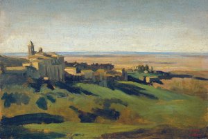 View of Marino in the Alban Mountains in the Early Morning by Jean-Baptiste-Camille Corot Oil Painting