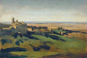 View of Marino in the Alban Mountains in the Early Morning by Jean-Baptiste-Camille Corot Oil Painting