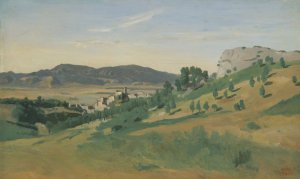 View of Olevano by Jean-Baptiste-Camille Corot Oil Painting