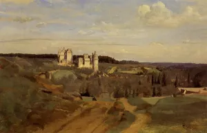 View of Pierrefonds painting by Jean-Baptiste-Camille Corot