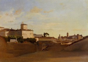View of Pincio, Italy by Jean-Baptiste-Camille Corot Oil Painting