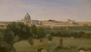 View of Rome from Monte Pincio by Jean-Baptiste-Camille Corot Oil Painting