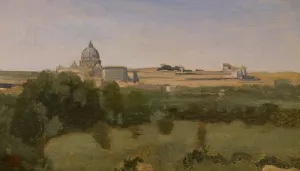 View of Rome from Monte Pincio Oil painting by Jean-Baptiste-Camille Corot