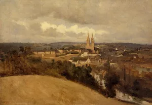View of Saint-Lo by Jean-Baptiste-Camille Corot Oil Painting
