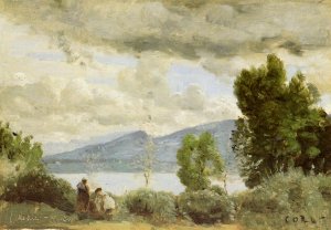 View of the Chalet de Chenes, Bellevue, Geneva by Jean-Baptiste-Camille Corot Oil Painting