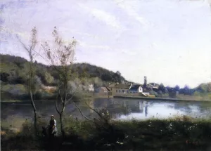 Ville d'Avray - The Large Pond and the Villas Oil painting by Jean-Baptiste-Camille Corot