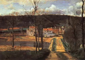 Ville d'Avray - the Pond and the Cabassud House painting by Jean-Baptiste-Camille Corot