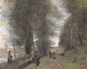 Ville d'Avray, Woodland Path Bordering the Pond by Jean-Baptiste-Camille Corot Oil Painting