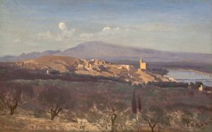 Villeneuve-les-Avignon by Jean-Baptiste-Camille Corot Oil Painting