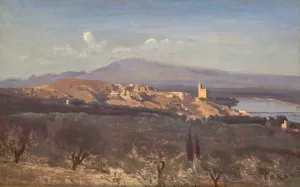 Villeneuve-les-Avignon Oil painting by Jean-Baptiste-Camille Corot