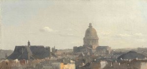 Vue Du Pantheon a Paris by Jean-Baptiste-Camille Corot Oil Painting