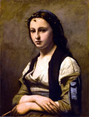 Woman with a Pearl Oil painting by Jean-Baptiste-Camille Corot