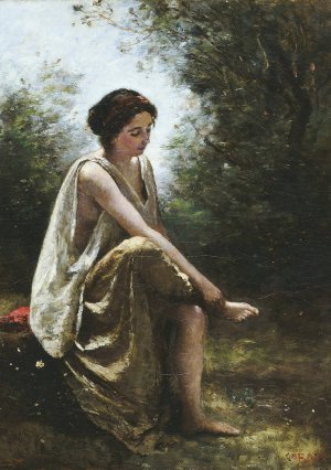 Wounded Eurydice by Jean-Baptiste-Camille Corot Oil Painting
