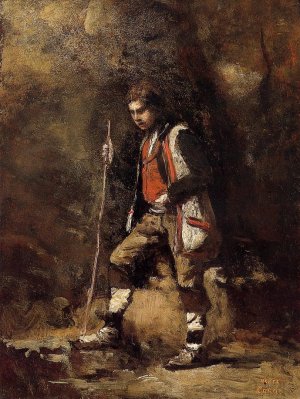 Young Italian Patriot in the Mountains by Jean-Baptiste-Camille Corot Oil Painting