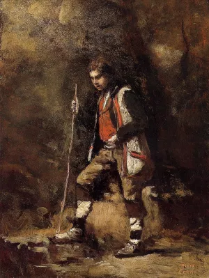 Young Italian Patriot in the Mountains by Jean-Baptiste-Camille Corot - Oil Painting Reproduction