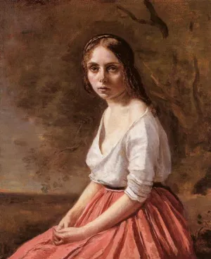 Young Woman by Jean-Baptiste-Camille Corot Oil Painting
