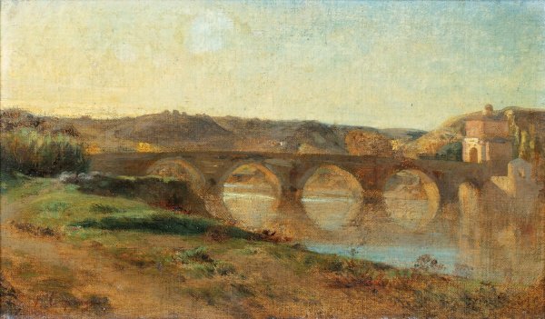 Main Product Photo of Italian Landscape With Bridge Painting by Jean-Baptiste Carpeaux