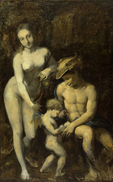 Mercure, Venus et l'Amour, d'apres Correge  by Jean-Baptiste Carpeaux - Hand-Painted Oil Painting Reproduction