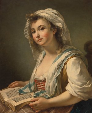 A Girl, Holding A Book by Jean-Baptiste Charpentier Oil Painting