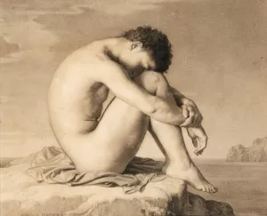 Jeune Homme Assis En Bord De Mer, D'apres Hippolyte Flandrin by Jean-Baptiste Danguin Oil Painting