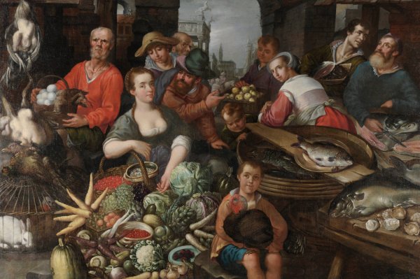Le marche by Jean-Baptiste De Saive II - Hand-Painted Oil Painting Reproduction