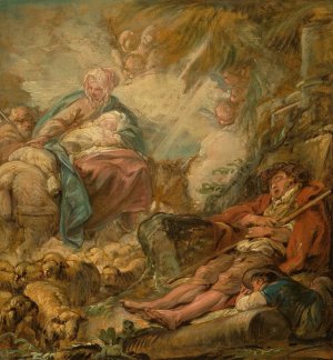 Shepherds Dreaming of the Flight into Egypt by Jean-Baptiste Deshays Oil Painting