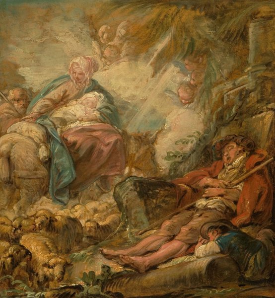Shepherds Dreaming of the Flight into Egypt  by Jean-Baptiste Deshays - Hand-Painted Oil Painting Reproduction