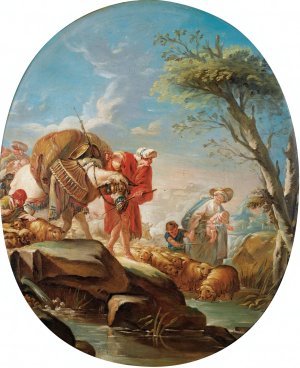 The Passage Of The Ford by Jean-Baptiste Deshays Oil Painting