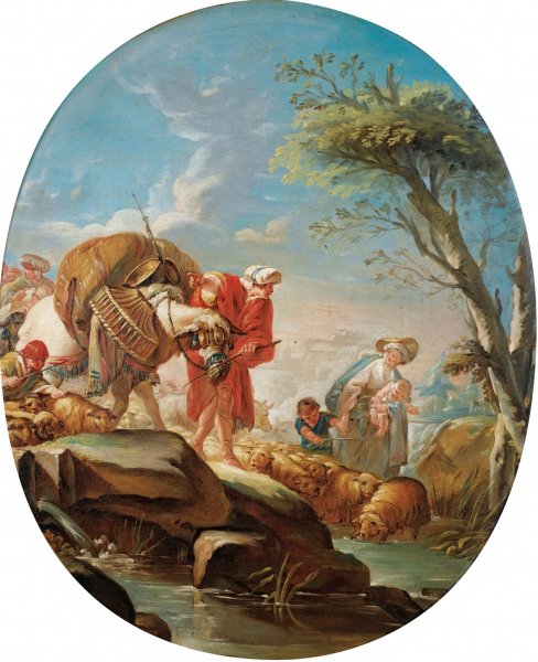 The Passage Of The Ford by Jean-Baptiste Deshays - Hand-Painted Oil Painting Reproduction