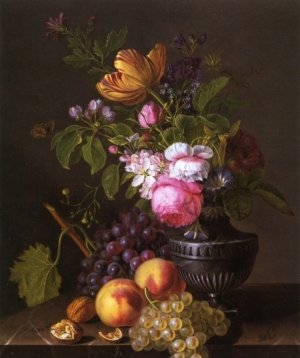 Still Life with Flowers, Peaches and Grapes
