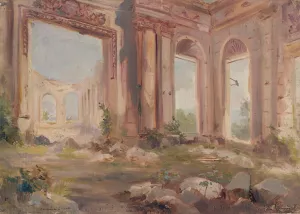 Le chateau de Saint-Cloud en ruines ; la salle des gardes by Jean Baptiste Edmond Allouard Oil Painting