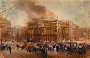 L'Incendie de la Comedie-Francaise, le 8 mars 1900. by Jean Baptiste Edmond Allouard Oil Painting