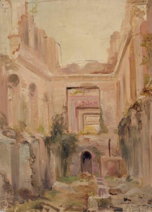 Ruines du chateau de Saint-Cloud; le vestibule by Jean Baptiste Edmond Allouard Oil Painting